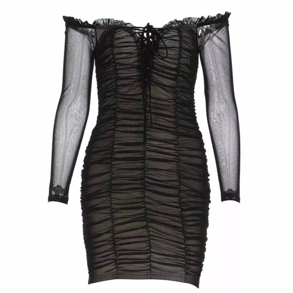Black mesh dress tight and short M